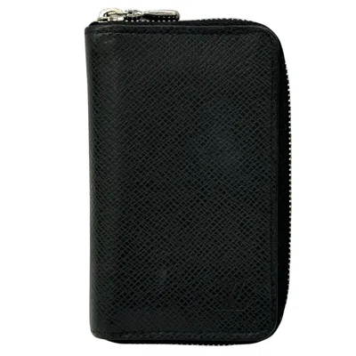 Pre-owned Louis Vuitton Ardoise Black Taiga Leather Coin Purse/coin Case () In Ardoise, Black