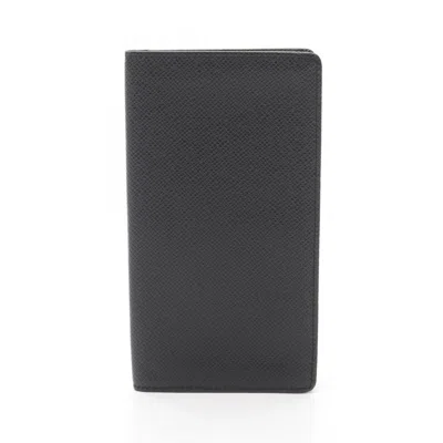 Pre-owned Louis Vuitton Ardoise Black Taiga Leather Leather Long Wallet (bi-fold) () In Multi