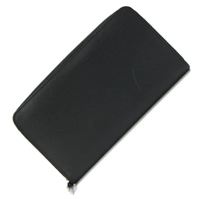 Pre-owned Louis Vuitton Ardoise Black Taiga Leather Long Wallet (bi-fold) ()
