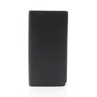 Pre-owned Louis Vuitton Ardoise Black Taiga Leather Long Wallet (bi-fold) () In Multi