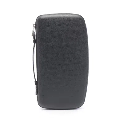 Pre-owned Louis Vuitton Ardoise Black Taiga Leather Wallet (bi-fold) () In Multi