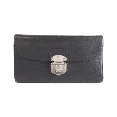 Pre-owned Louis Vuitton Argent Noir Leather Long Wallet (bi-fold) () In Multi