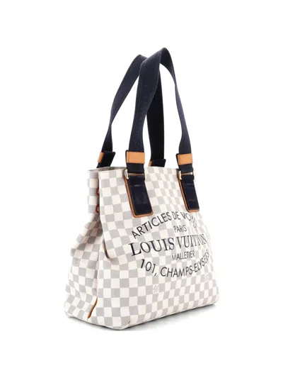 Pre-owned Louis Vuitton Articles De Voyage Beach Cabas Damier Pm Tote Bag In White