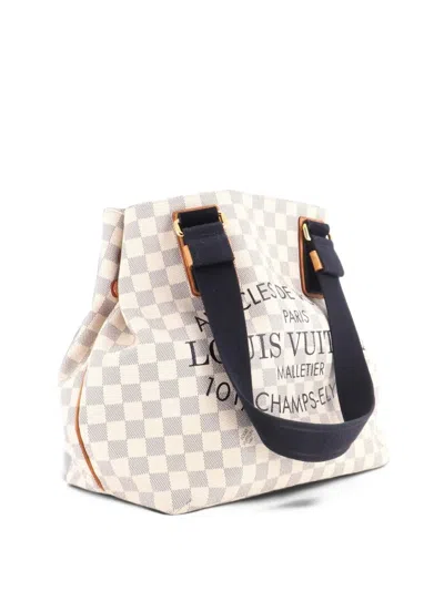 Pre-owned Louis Vuitton Articles De Voyage Beach Cabas Damier Pm Tote Bag In White