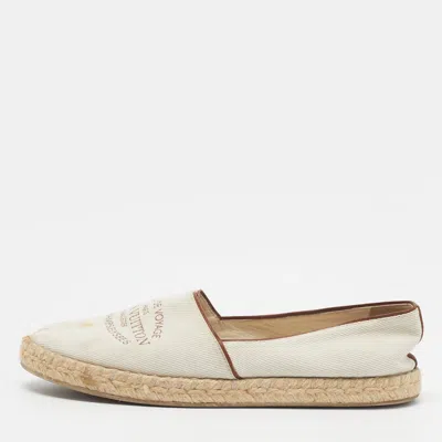Pre-owned Louis Vuitton Articles De Voyage Size 37 Cream Canvas Espadrille Flats