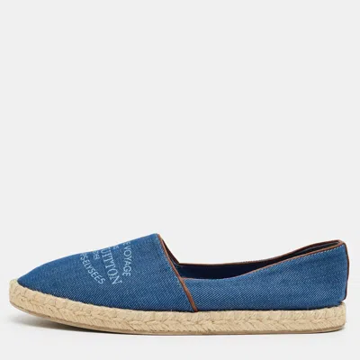 Pre-owned Louis Vuitton Articles De Voyage Size 37 Navy Blue Canvas Espadrille Flats