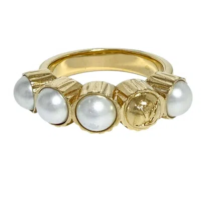 Pre-owned Louis Vuitton Artificial Pearl Metal Band Ring ()