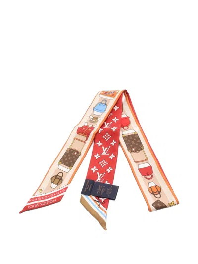 Pre-owned Louis Vuitton Asniere Paperhouse Twilly Scarf In Red