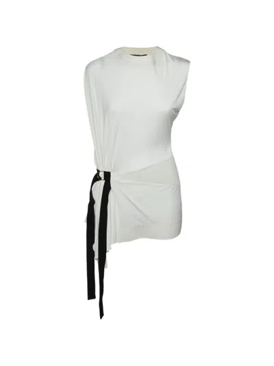 Pre-owned Louis Vuitton Asymmetric Draped Top In White