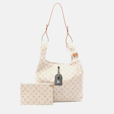Pre-owned Louis Vuitton Atlantis Gm Tote Bag Monogram Canvas White Brown