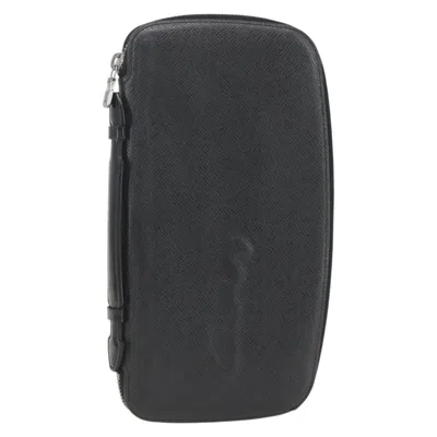 Pre-owned Louis Vuitton Atoll Organizer Wallet Taiga Leather Black Leather Clutche & Pouche Bag ()