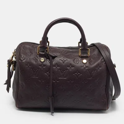 Pre-owned Louis Vuitton Aube Monogram Impreinte Leather Speedy 25 Bandouliere Bag In Purple