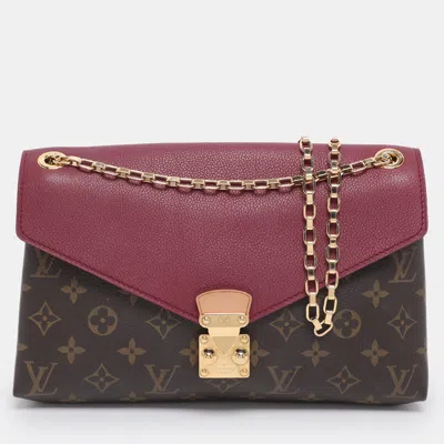 Pre-owned Louis Vuitton Aurore Monogram Canvas And Leather Pallas Chain Bag In Brown