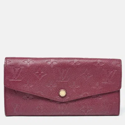 Pre-owned Louis Vuitton Aurore Monogram Empreinte Leather Curieuse Wallet In Burgundy