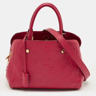 Pre-owned Louis Vuitton Aurore Monogram Empreinte Leather Montaigne Bb Bag In Pink