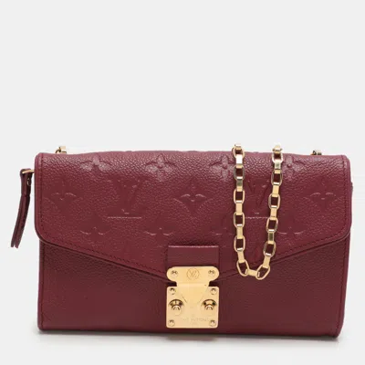 Pre-owned Louis Vuitton Aurore Monogram Empreinte Leather Saint Germain Pochette In Burgundy