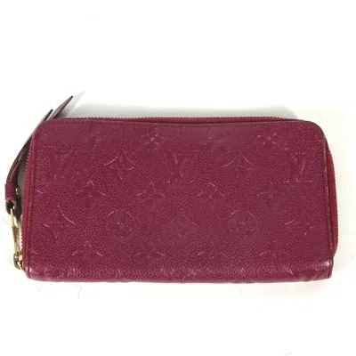 Pre-owned Louis Vuitton Aurore Red Color Monogram Empreinte Leather Long Bill Wallet (bi-fold) () In Aurore, Red Color