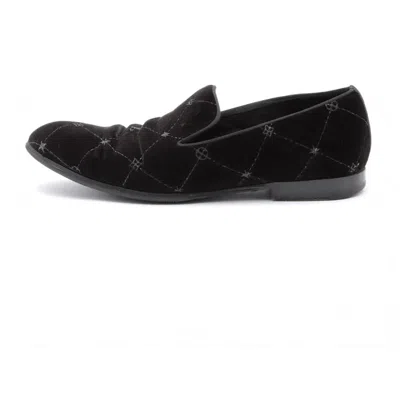 Pre-owned Louis Vuitton Auteuil Velvet Loafers 'black With Silver Logo Lines'