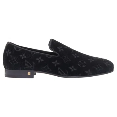 Pre-owned Louis Vuitton Auteuil Velvet Monogram Smoking Slipper Tux Loafer Shoes Uk6 In Black