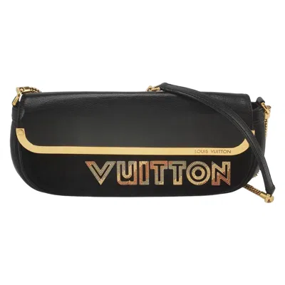 Pre-owned Louis Vuitton Avant-garde Pochette Clutch Suede Leather Crystal Logo, 2011 In Black