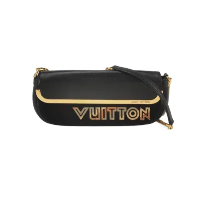 Pre-owned Louis Vuitton Avant-garde Pochette Clutch Suede Leather Crystal Logo, 2011 In Black