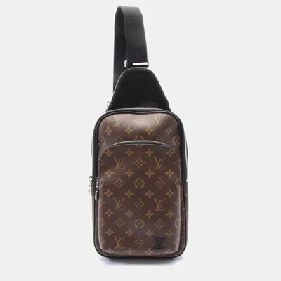 Pre-owned Louis Vuitton Avenue Monogram Macassar Brown/black Coated Canvas & Leather Sling Bag