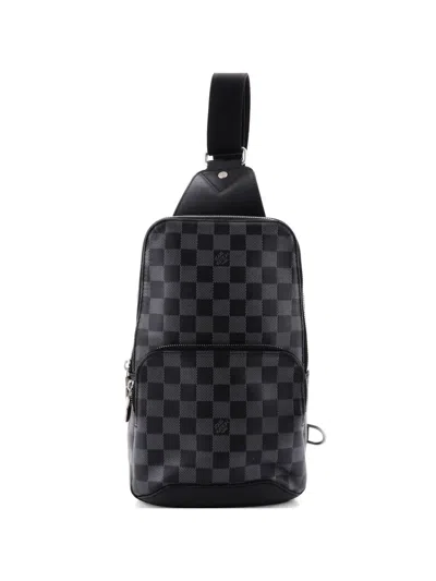 Pre-owned Louis Vuitton Avenue Sling Bag Damier Infini Leather Shoulder Bag In Black