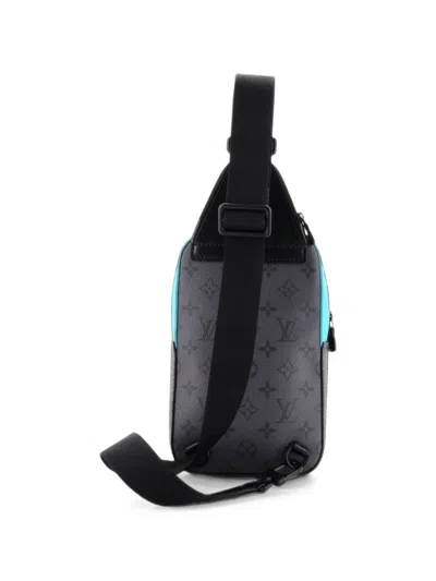 Pre-owned Louis Vuitton Avenue Sling Bag Nm Reverse Monogram Eclipse Canvas Backpack In Black
