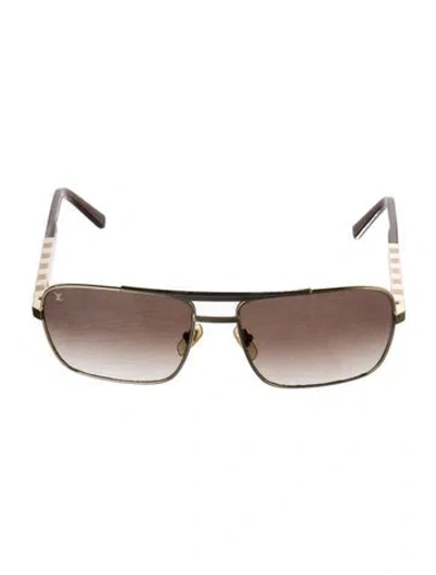 Pre-owned Louis Vuitton Aviator Gradient Sunglasses In Brown/gold