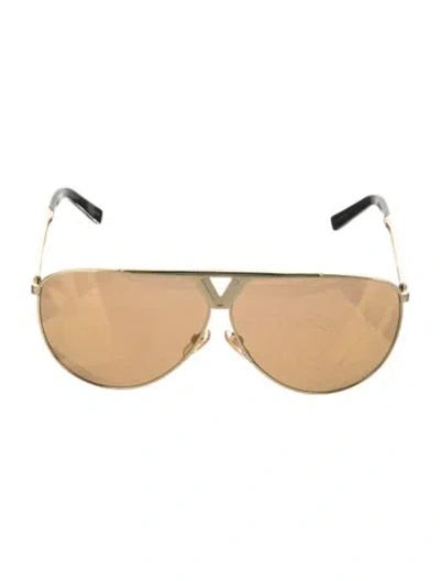 Pre-owned Louis Vuitton Aviator Tinted Sunglasses In Gold