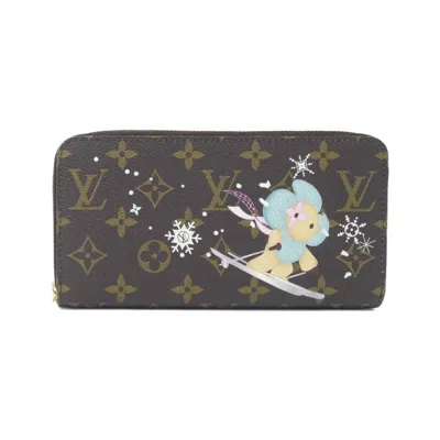 Pre-owned Louis Vuitton Azur Marron Coated Canvas Long Wallet (bi-fold) ()