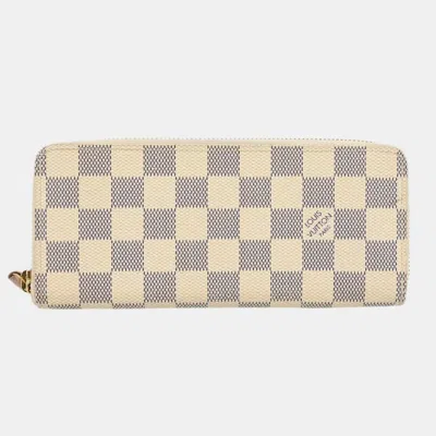 Pre-owned Louis Vuitton Azur Portefeuille Clemence Zippy Wallet In Gray