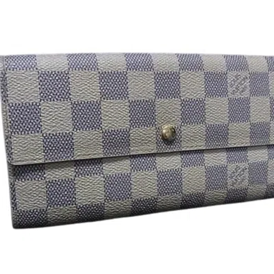 Pre-owned Louis Vuitton Azur Pvc Leather Long Wallet (bi-fold) () In Blue