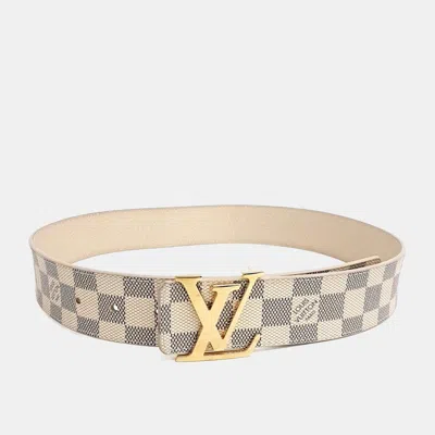 Pre-owned Louis Vuitton Azure Beige Coated Canvas Belt Ghw In Sand