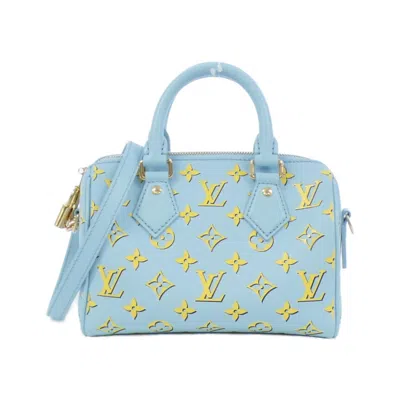 Pre-owned Louis Vuitton Baby Blue Leather Boston Bag Handbag ()