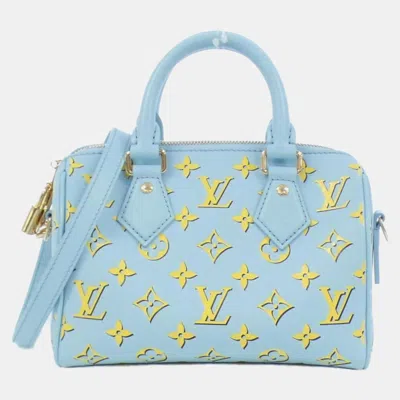 Pre-owned Louis Vuitton Baby Blue Leather Speedy Bandouliere Boston Bag