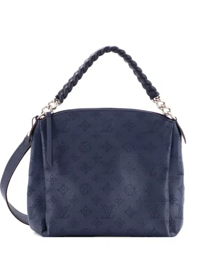 Pre-owned Louis Vuitton Babylone Handbag Mahina Leather Bb Hobo Bag In Blue