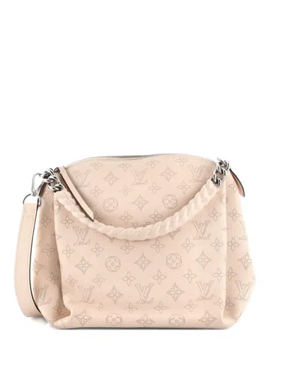 Pre-owned Louis Vuitton Babylone Handbag Mahina Leather Bb Hobo Bag In Neutral