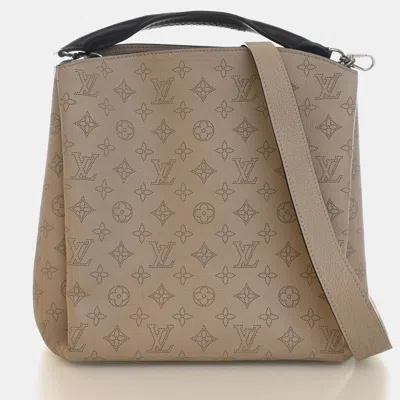 Pre-owned Louis Vuitton Babylone Pm Beige Monogram Mahina Leather Top Handle Bag