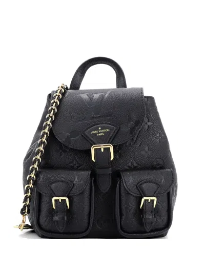 Pre-owned Louis Vuitton Backup Monogram Empreinte Leather Backpack In Black