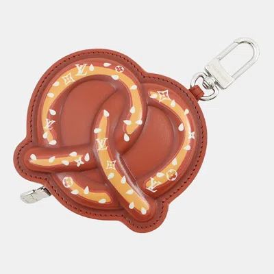Pre-owned Louis Vuitton Bag Charm - Lv Pretzel Brown/yellow Leather Monogram