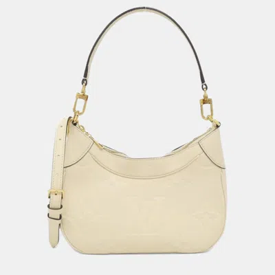 Pre-owned Louis Vuitton Bagatelle Cream Monogram Empreinte Leather Shoulder Bag In White