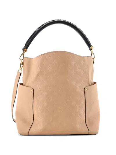 Pre-owned Louis Vuitton Bagatelle Monogram Empreinte Leather Hobo Bag In Neutral