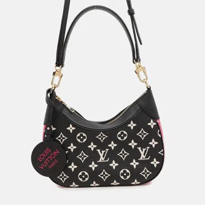 Pre-owned Louis Vuitton Bagatelle Nm Black/white/pink Monogram Empreinte Leather