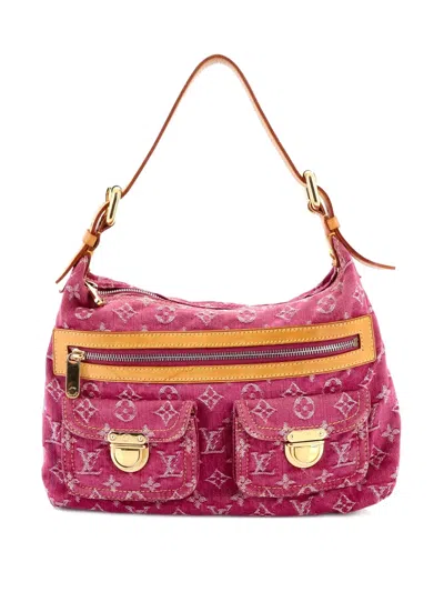 Pre-owned Louis Vuitton Baggy Handbag Denim Pm Hobo Bag In Pink