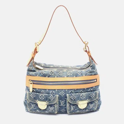 Pre-owned Louis Vuitton Baggy Pm Shoulder Bag Monogram Denim Leather In Blue