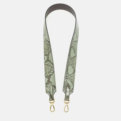 Pre-owned Louis Vuitton Bandouliere Shoulder Bag Strap Green Python
