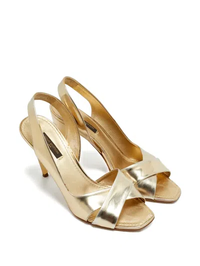 Pre-owned Louis Vuitton Barbara Leather Sandals In Gold