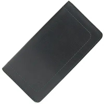 Pre-owned Louis Vuitton Basalt Black Utah Leather Long Bill Wallet (bi-fold) ()