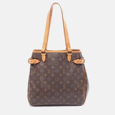 Pre-owned Louis Vuitton Batignolles Vertical Brown Monogram Canvas Tote